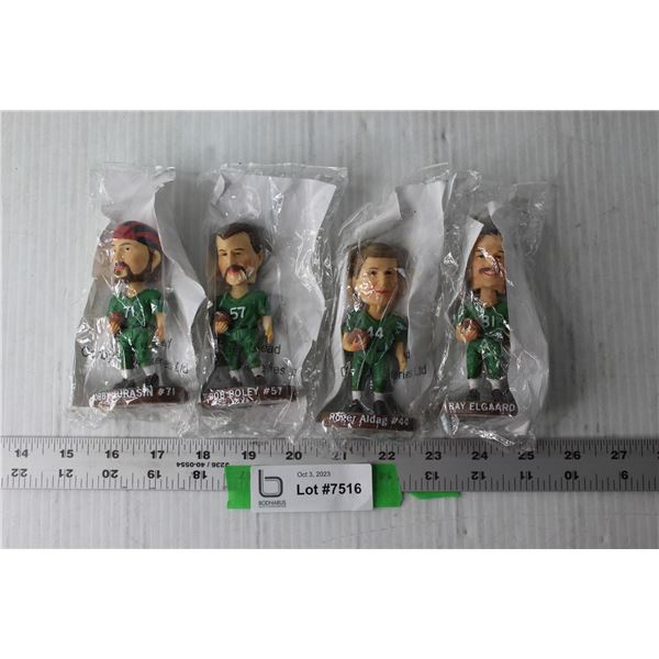 (4) Miniature Saskatchewan Roughriders Bobble Heads (NIB)