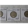 Image 3 : (3) Silver 1968 Canadian Quarters
