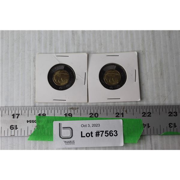 (2) Black Canadian Toonies