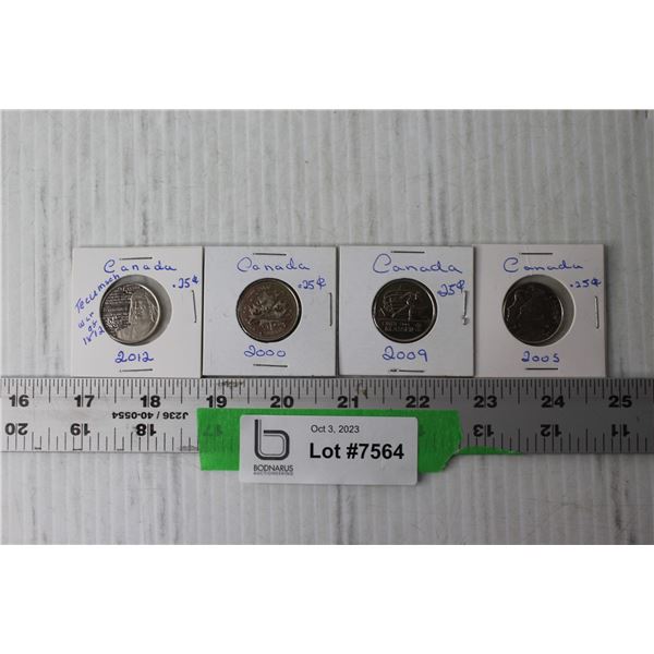 (4) Canadian Quarters - 2000, 2005, 2009, 2012