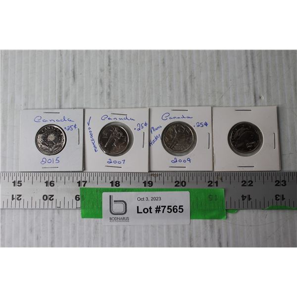 (4) Canadian Quarters - 2009, 2013, 2007, 2015