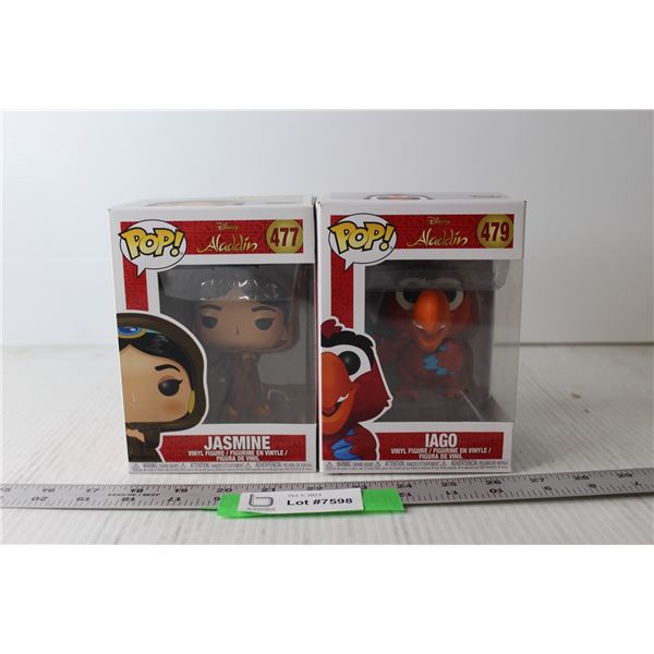 (2) Funko POP! Figurines - Disney Aladdin - Jasmine and Iago (NIB)