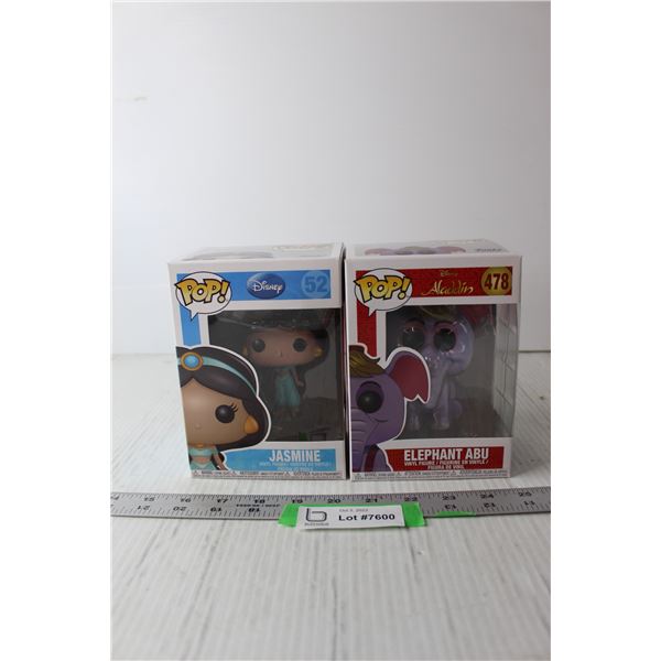 (2) Funko POP! Figurines - Disney Aladdin - Jasmine and Elephant Abu (NIB)