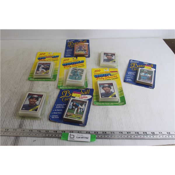 (3) Packs of Baseball Cards - Sealed, (5) Packs of Crystal Clear Sports Card Poly Sleeves