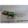 Image 1 : (5) Drinking Glasses, (20+) CD Cases, (2) Gem-Esque Paperweights
