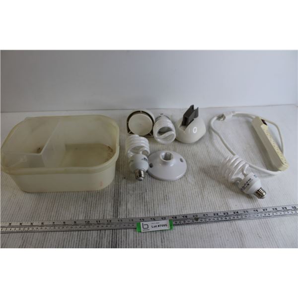 (3) Lightbulbs, Power Bar, Misc.