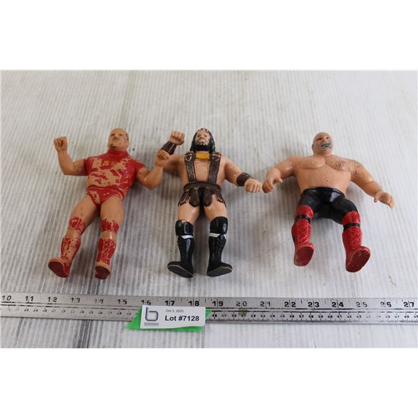 (3) Wrestling Rubber Figurines - Hercules Hernandez, Nikolai Volkoff, George Steel