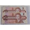 Image 2 : (2) Canadian $2 Bills - Uncirculated Consecutive Serial Numbers