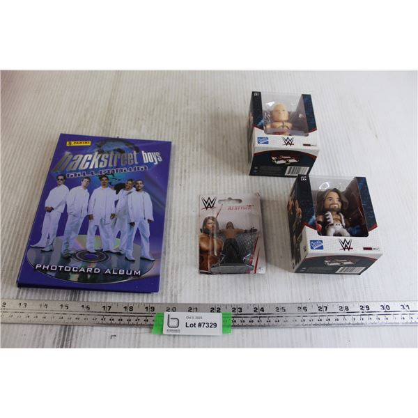 Backstreet Boys Millenium Photocard Album, (3) WWE Wrestling Figures AJ Styles and Brock Lesner - Al