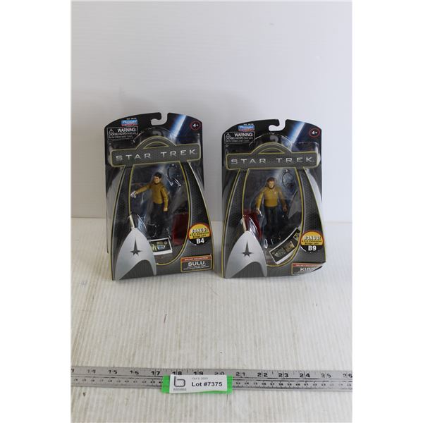 (2) Star Trek Action Figures  - Sulu, Kirk (NIB)