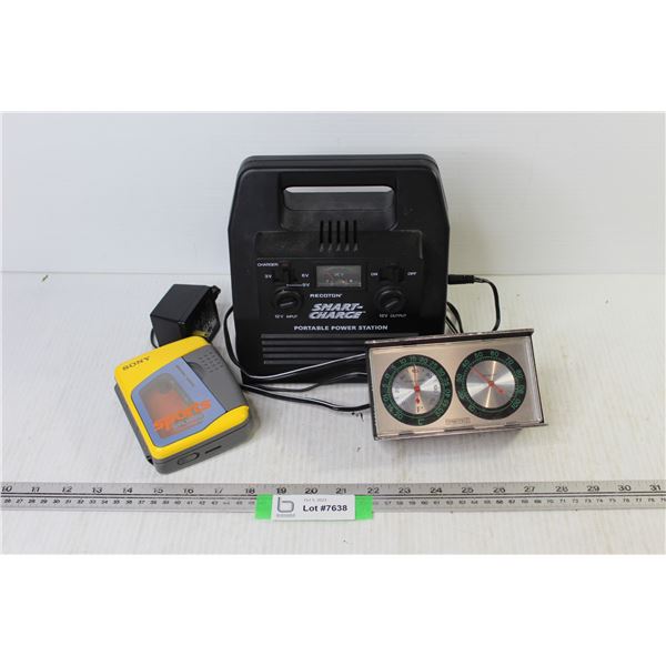 Smart Charge Portable Power Station (untested) - Springfield Thermometer - Sony Sport Walkman Casset