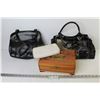 Image 1 : (2) Purses - Wooden Box w/Tennis Balls - Ladies Wallet
