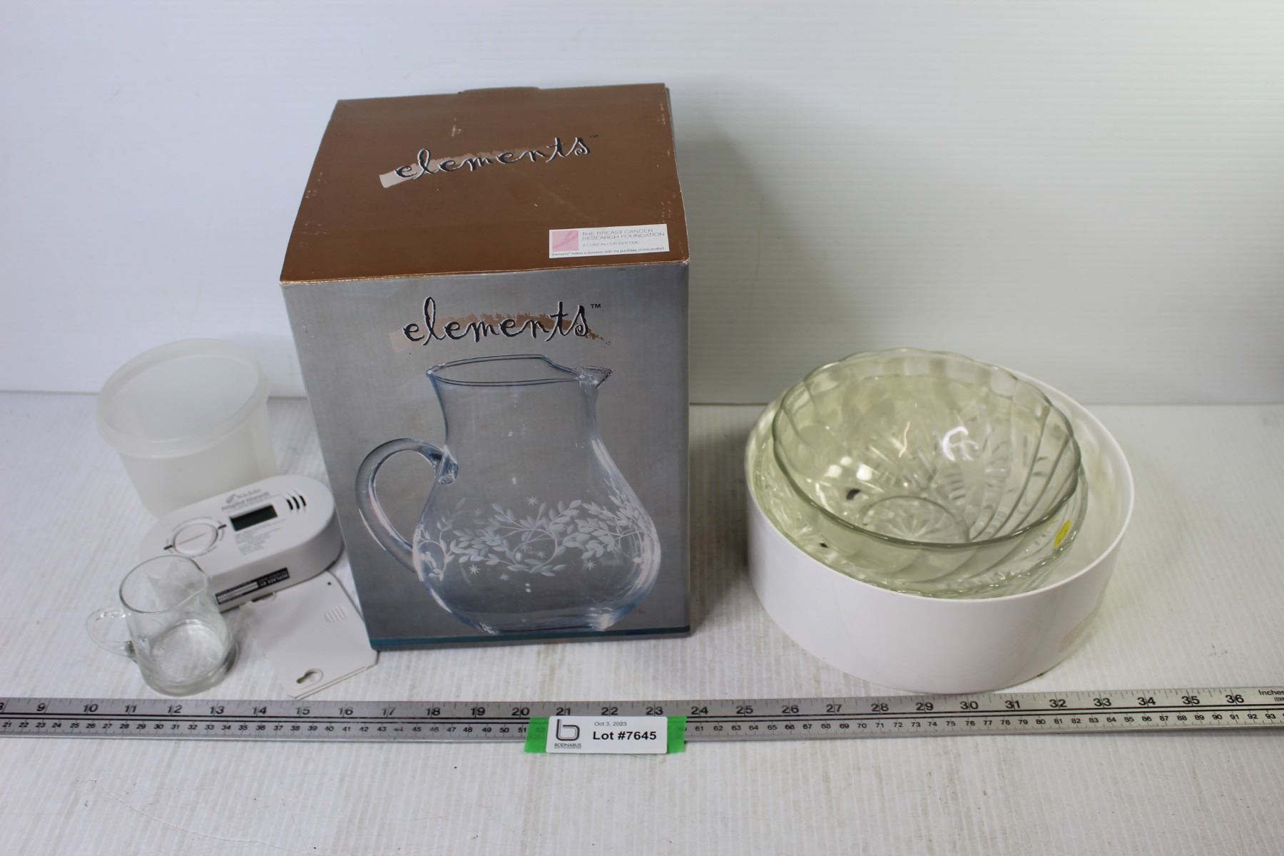 Glass Bowls - Element Pitcher - Kiddie Night Hawk Alarm - Misc. Items ...