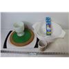 Image 1 : Large Strainer - Cutting Board - Cork Hot Pan Rest - Vase - Tooth Brushes - Cup