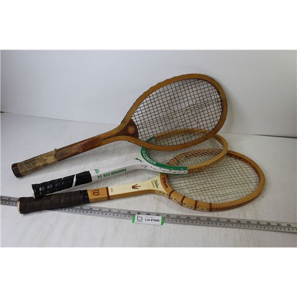 (3) Vintage Tennis Rackets