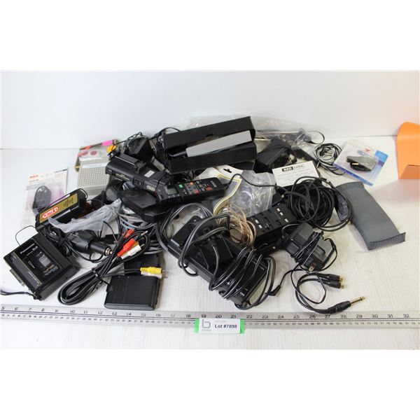 Assorted Electronic Items - Sony Microphone - Power Supplies - Adapters - Archer Mini Speaker - Misc