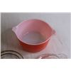 Image 3 : Faded "Celtic Floral" Pink Pyrex Casserole with Trivet