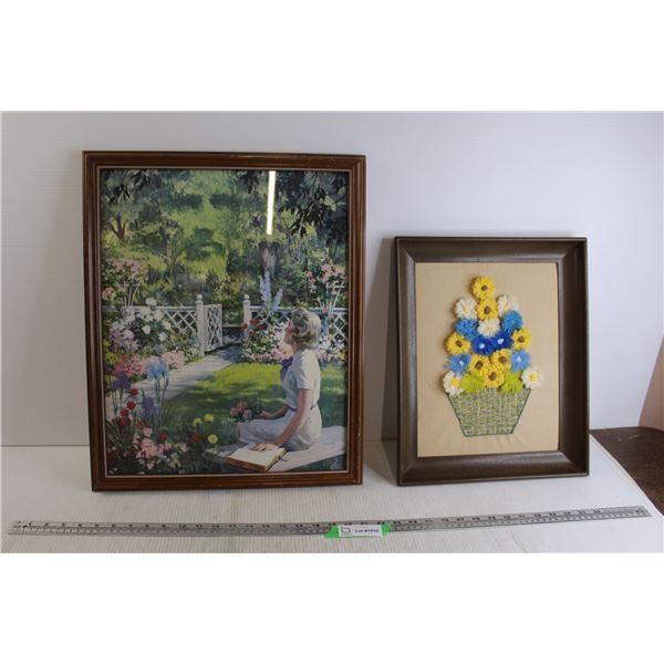 (2) Framed Wall Art Pieces - 18  x 22 , 13 3/4  x 17 