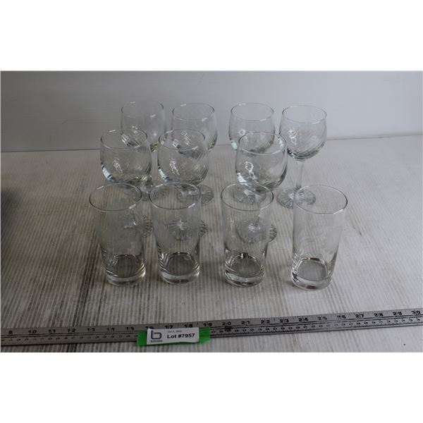 (7) Wine Glasses, (4) Drinking Glasses