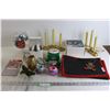 Image 1 : Christmas Assortment - (4) Hangable Ornaments, (2) 3-Candle Decorations - Untested, Misc.