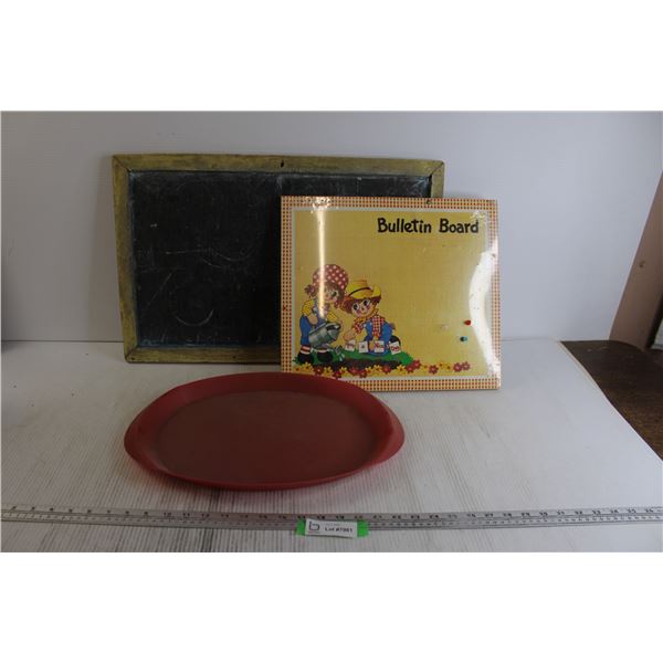 Chalkboard - 24" x 16", Bulletin Board, Plastic Oval Dish