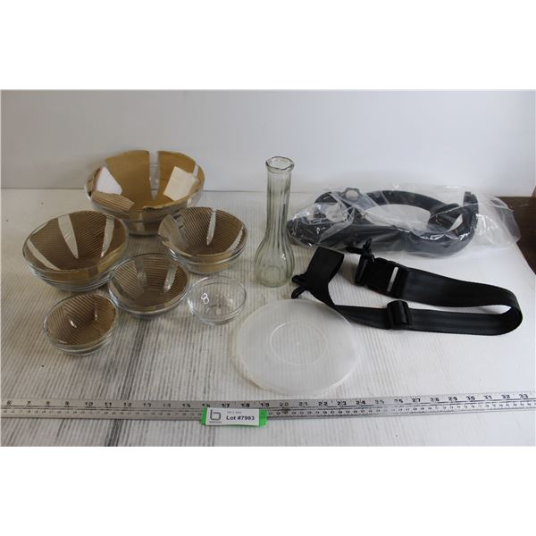 (6) Glass Bowls, Vase, Misc.