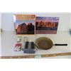 Image 1 : 1989 Boston Calendar, 1999 Barns of Canada Calendar, Frying Pan, Outlets, Coaxial Cable Staples