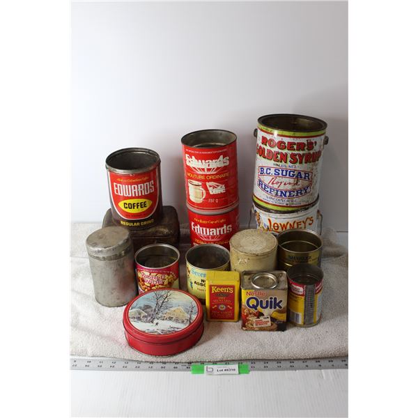 Assorted Vintage Tin Cans - Rogers,