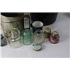 Image 2 : Assorted Glass Bottles, Basket, Misc.