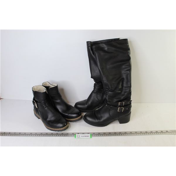 Taxi Leather Boots (size 37) - Nautical Short Leather Boots (looks like a size 38)