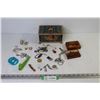 Image 1 : Ornate Tin - Wooden Box - Assorted Costume Jewelry - Gazoo