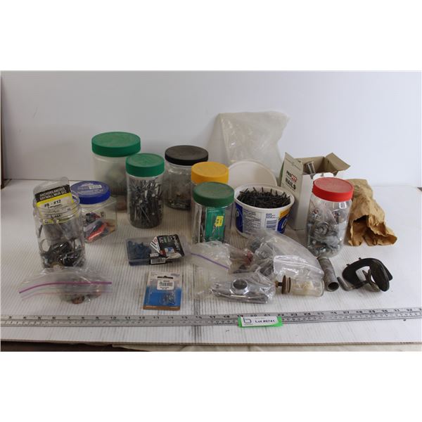 Assorted Nails and Hardware in Containers