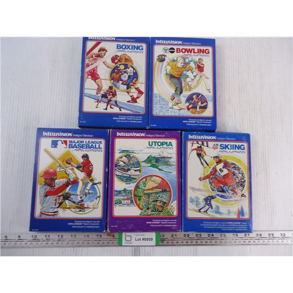 (5) Classic Intellivision Games-Boxing-Bowling-Baseball-Skiing-Utopia