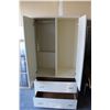 Image 4 : ** White 2-Door 2-Drawer Wardrobe - 36" x 18" x 66" Tall
