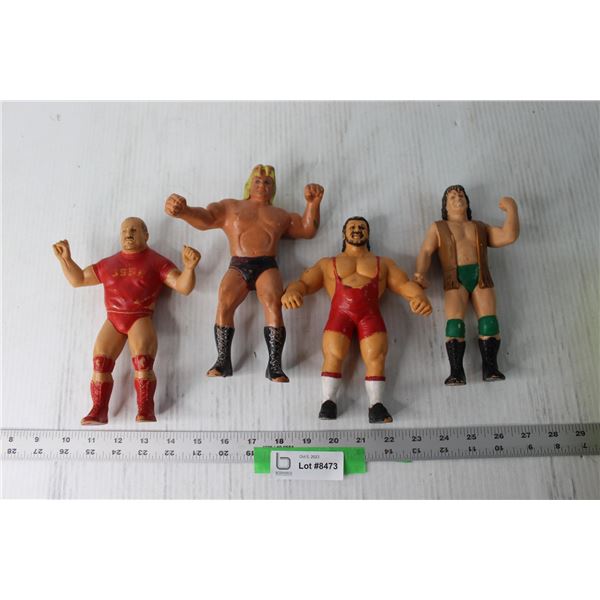 (4) 1980's Rubber Wrestling Figures - Ted Arcidi, Greg Valentine, Cowboy Bob Orton, Nikolai Volkoff