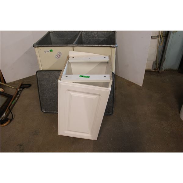 * Metal Wash Tub on Stand w/Wheels - Bathroom Vanity (damaged)