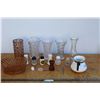 Image 1 : ** Corningware Coffee Pot, (5) Clear Glass Vases, Assorted Salt and Pepper Shakers