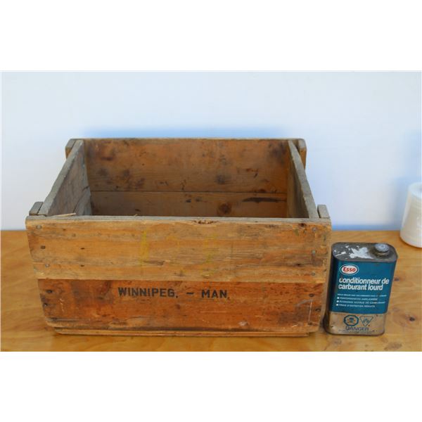 ** Vintage Winnipeg-Manitoba Wooden Crate, Esso Fuel Conditioner Tin