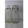 Image 2 : (5) Glass Milk Bottles and Jar