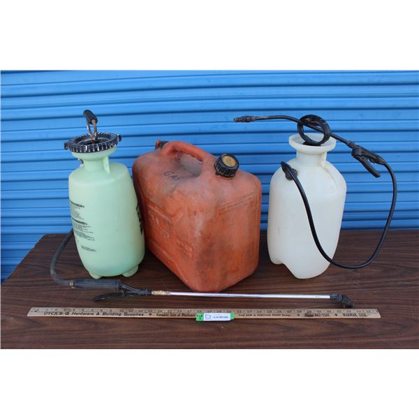 ** (2) Weed Sprayers, Gas Can