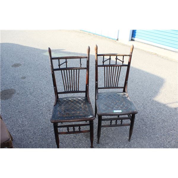 ** (2) Wooden Chairs with Padded Seats