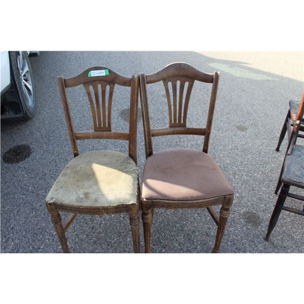 ** (2) Wooden Chairs with Padded Seats