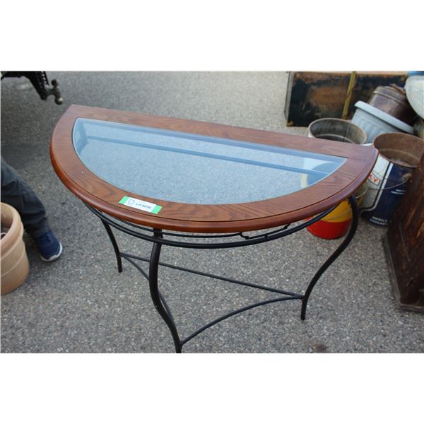 ** Half Moon Table with Glass Insert - 32" Tall