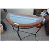 Image 1 : ** Half Moon Table with Glass Insert - 32" Tall