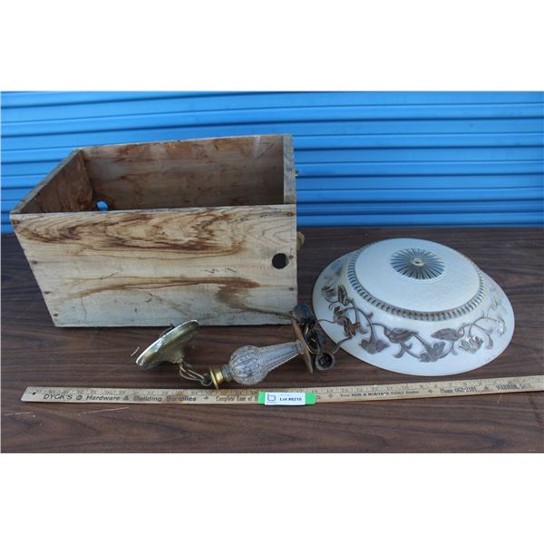 ** Hanging Ceiling Light - Chipped, 17"; Wooden Box