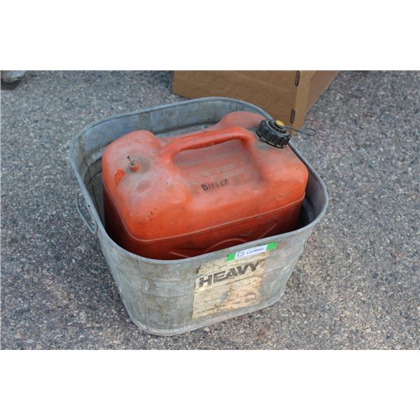 ** Galvanized Tub, Gas Can