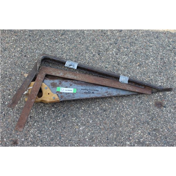 ** (3) Hand Saws, (2) Squares, Gooseneck