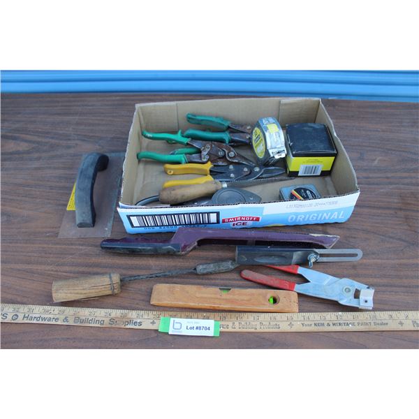 ** Chalk Lines, Scissors, Snips, Rasps, Level