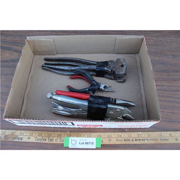 ** Fence Pliers, Needle nose Pliers, Vise Grips, Side Cutters