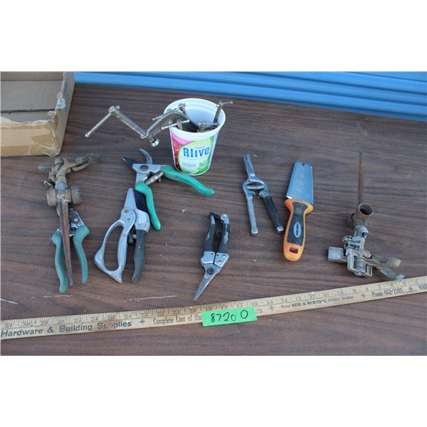 ** C-Clamps, Water Sprinkler, Garden Snips